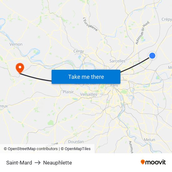 Saint-Mard to Neauphlette map