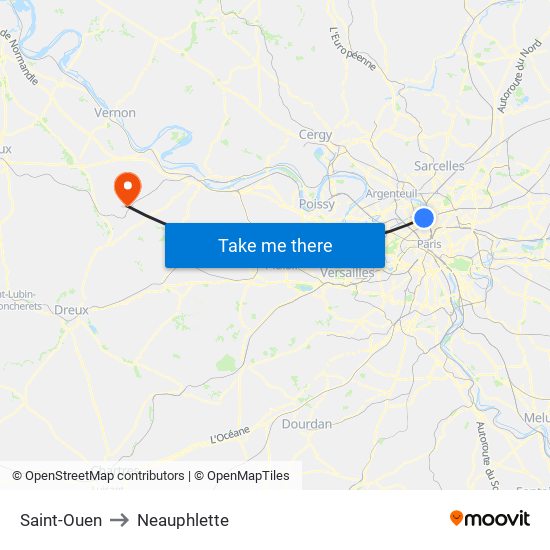 Saint-Ouen to Neauphlette map