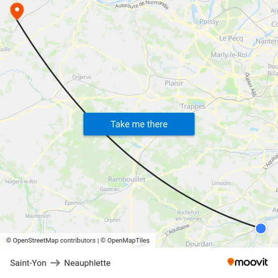 Saint-Yon to Neauphlette map