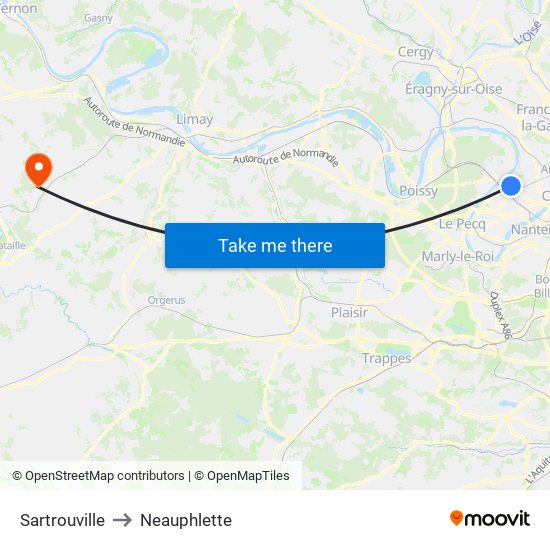 Sartrouville to Neauphlette map