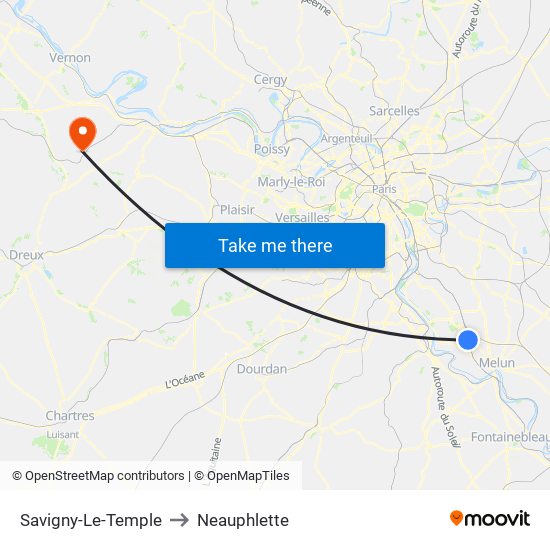 Savigny-Le-Temple to Neauphlette map