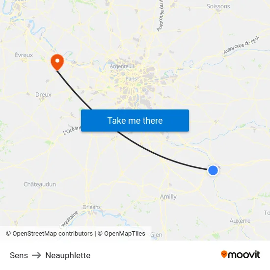 Sens to Neauphlette map