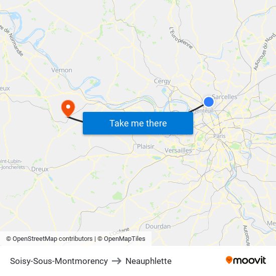 Soisy-Sous-Montmorency to Neauphlette map