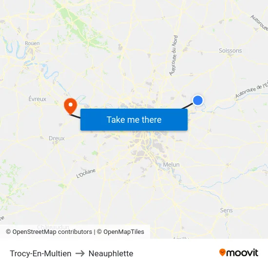 Trocy-En-Multien to Neauphlette map