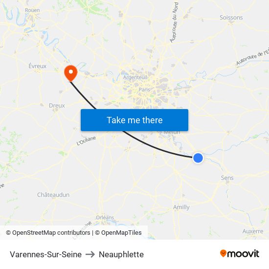 Varennes-Sur-Seine to Neauphlette map