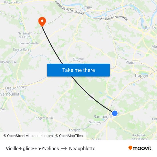 Vieille-Eglise-En-Yvelines to Neauphlette map
