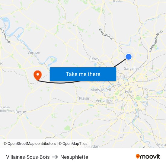 Villaines-Sous-Bois to Neauphlette map