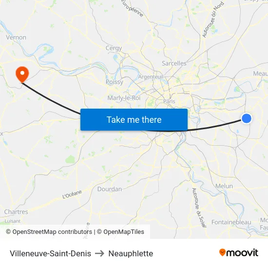 Villeneuve-Saint-Denis to Neauphlette map