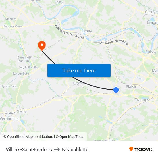 Villiers-Saint-Frederic to Neauphlette map