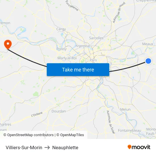 Villiers-Sur-Morin to Neauphlette map