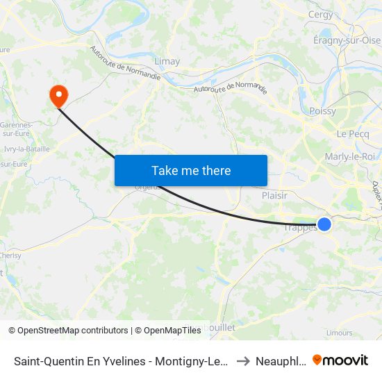 Saint-Quentin En Yvelines - Montigny-Le-Bretonneux to Neauphlette map