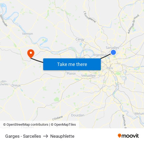 Garges - Sarcelles to Neauphlette map