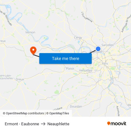 Ermont - Eaubonne to Neauphlette map