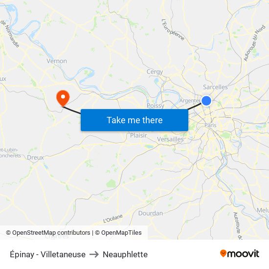 Épinay - Villetaneuse to Neauphlette map
