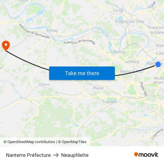 Nanterre Préfecture to Neauphlette map
