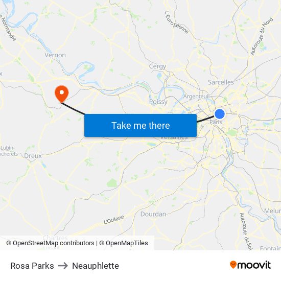 Rosa Parks to Neauphlette map