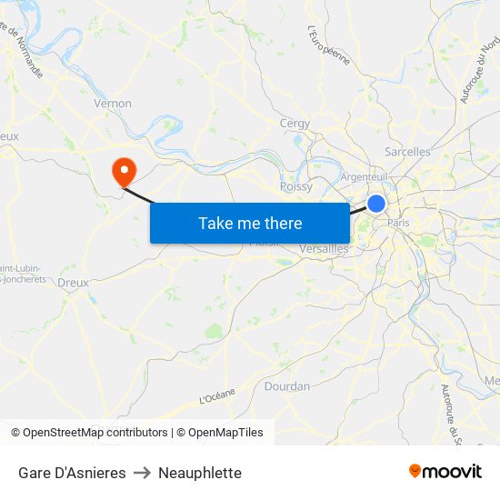 Gare D'Asnieres to Neauphlette map