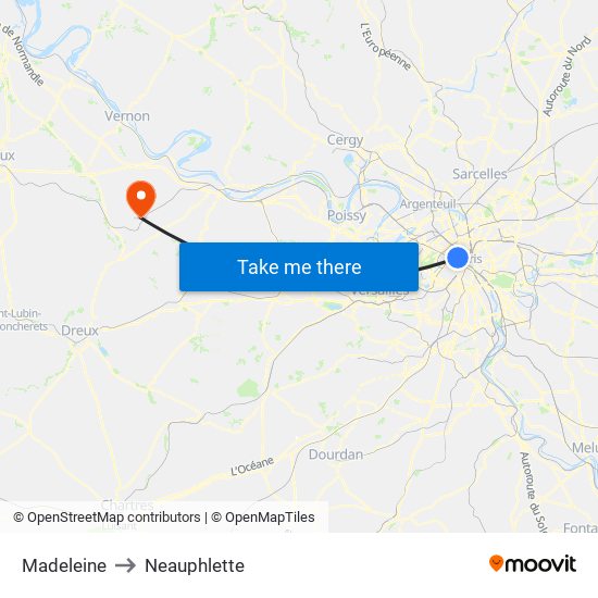 Madeleine to Neauphlette map