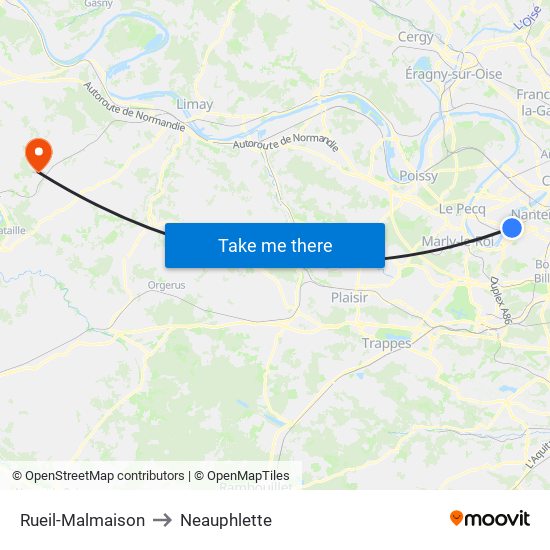 Rueil-Malmaison to Neauphlette map