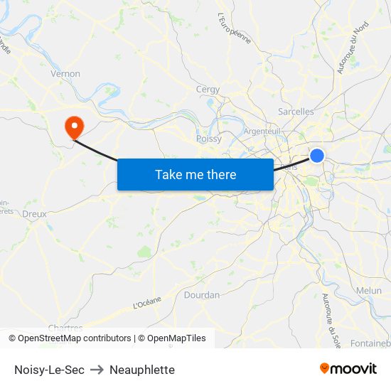 Noisy-Le-Sec to Neauphlette map