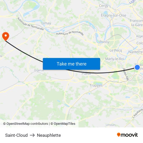 Saint-Cloud to Neauphlette map