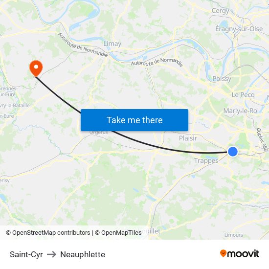Saint-Cyr to Neauphlette map