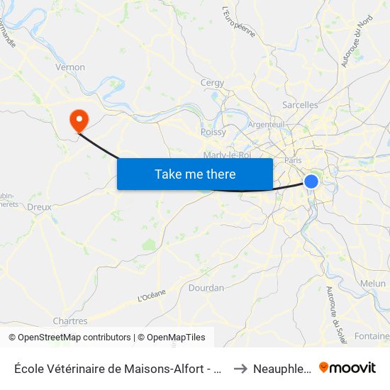École Vétérinaire de Maisons-Alfort - Métro to Neauphlette map