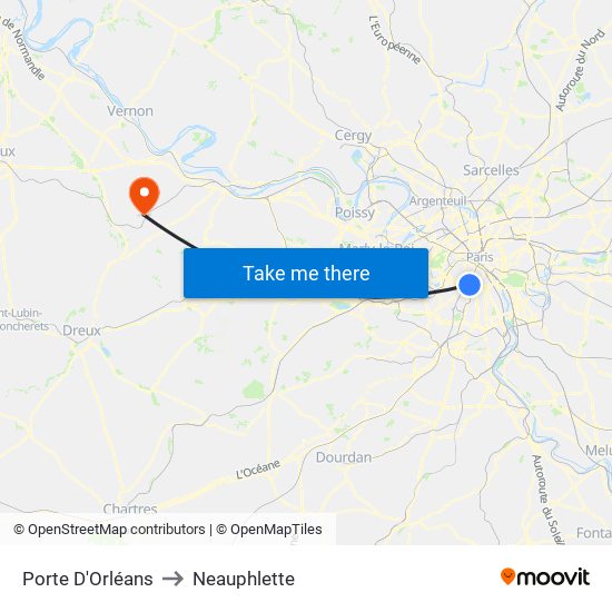 Porte D'Orléans to Neauphlette map