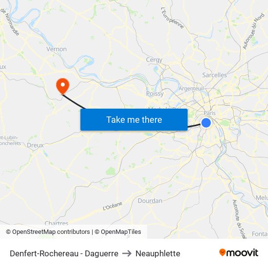 Denfert-Rochereau - Daguerre to Neauphlette map