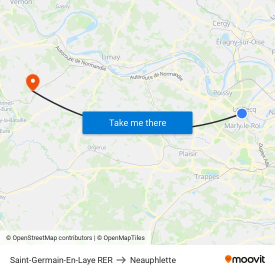 Saint-Germain-En-Laye RER to Neauphlette map