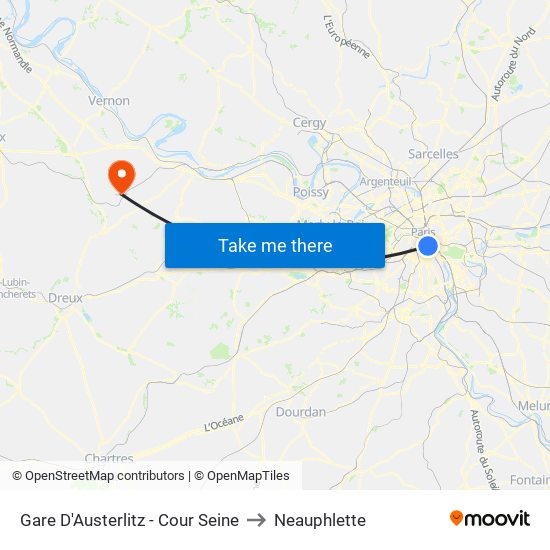 Gare D'Austerlitz - Cour Seine to Neauphlette map