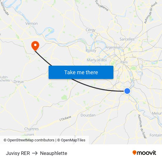 Juvisy RER to Neauphlette map