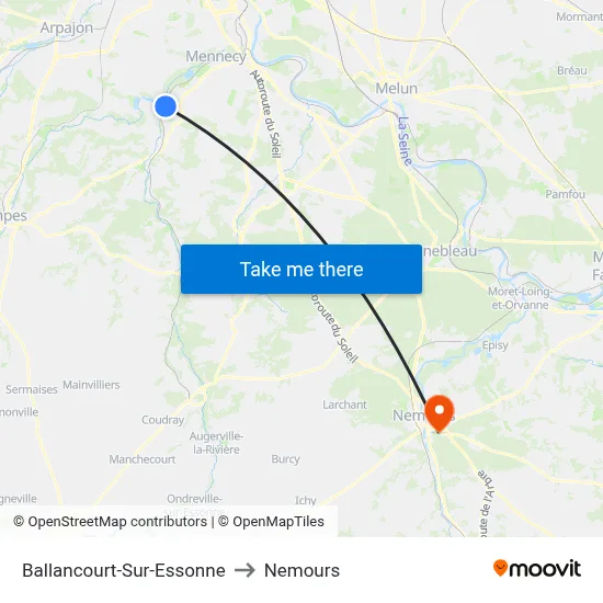 Ballancourt-Sur-Essonne to Nemours map