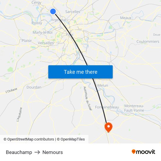 Beauchamp to Nemours map