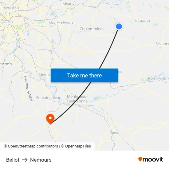 Bellot to Nemours map