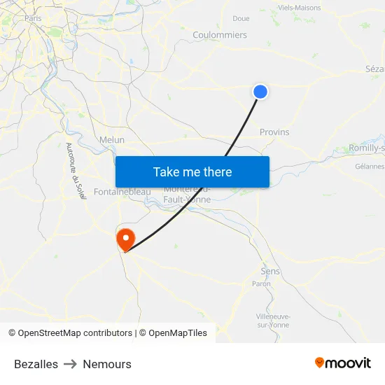 Bezalles to Nemours map