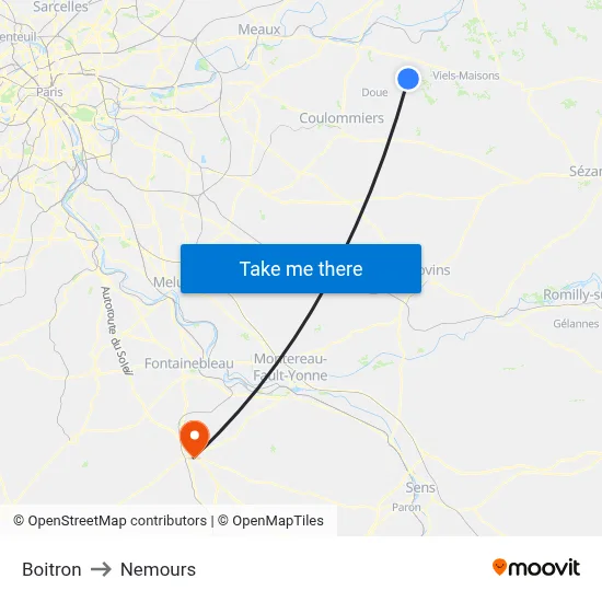 Boitron to Nemours map