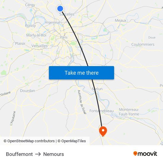 Bouffemont to Nemours map