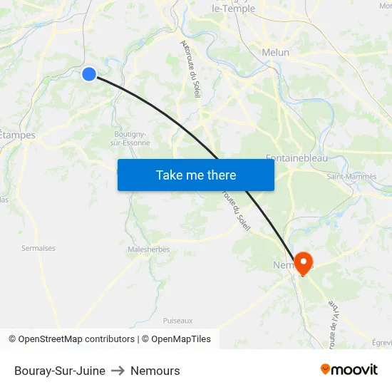 Bouray-Sur-Juine to Nemours map