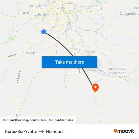 Bures-Sur-Yvette to Nemours map