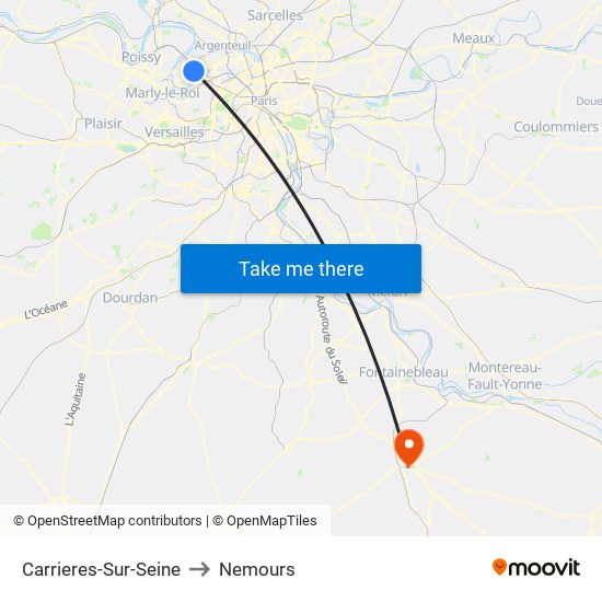 Carrieres-Sur-Seine to Nemours map