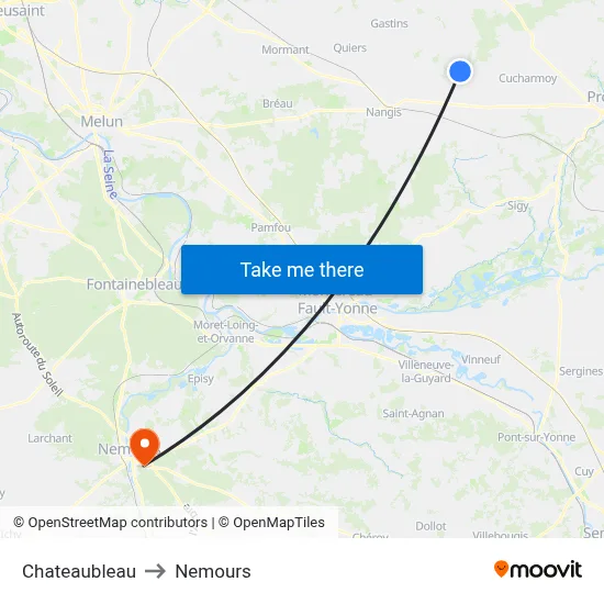 Chateaubleau to Nemours map