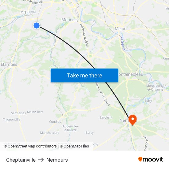Cheptainville to Nemours map