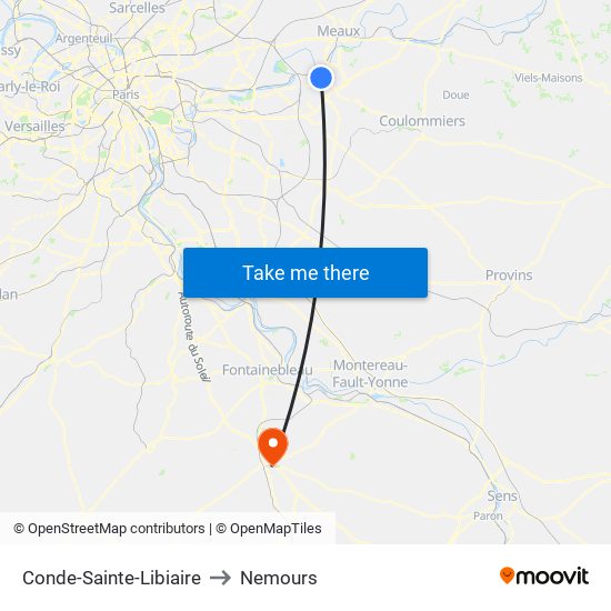 Conde-Sainte-Libiaire to Nemours map