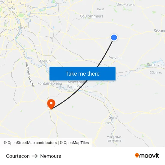 Courtacon to Nemours map