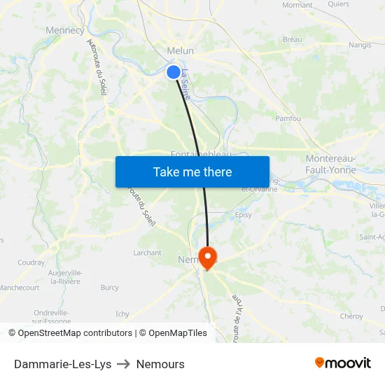 Dammarie-Les-Lys to Nemours map