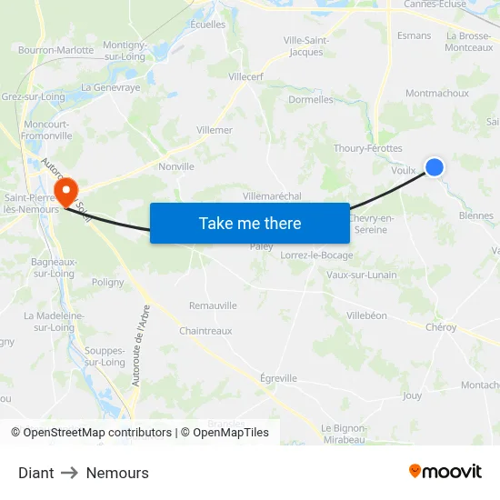 Diant to Nemours map