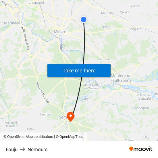 Fouju to Nemours map