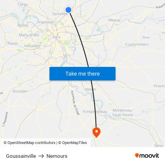 Goussainville to Nemours map