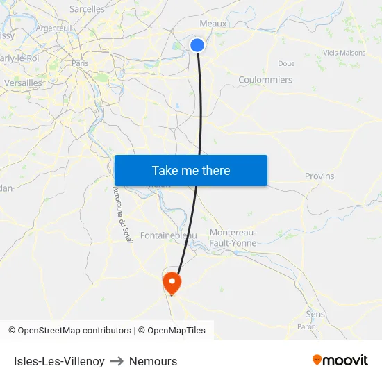 Isles-Les-Villenoy to Nemours map